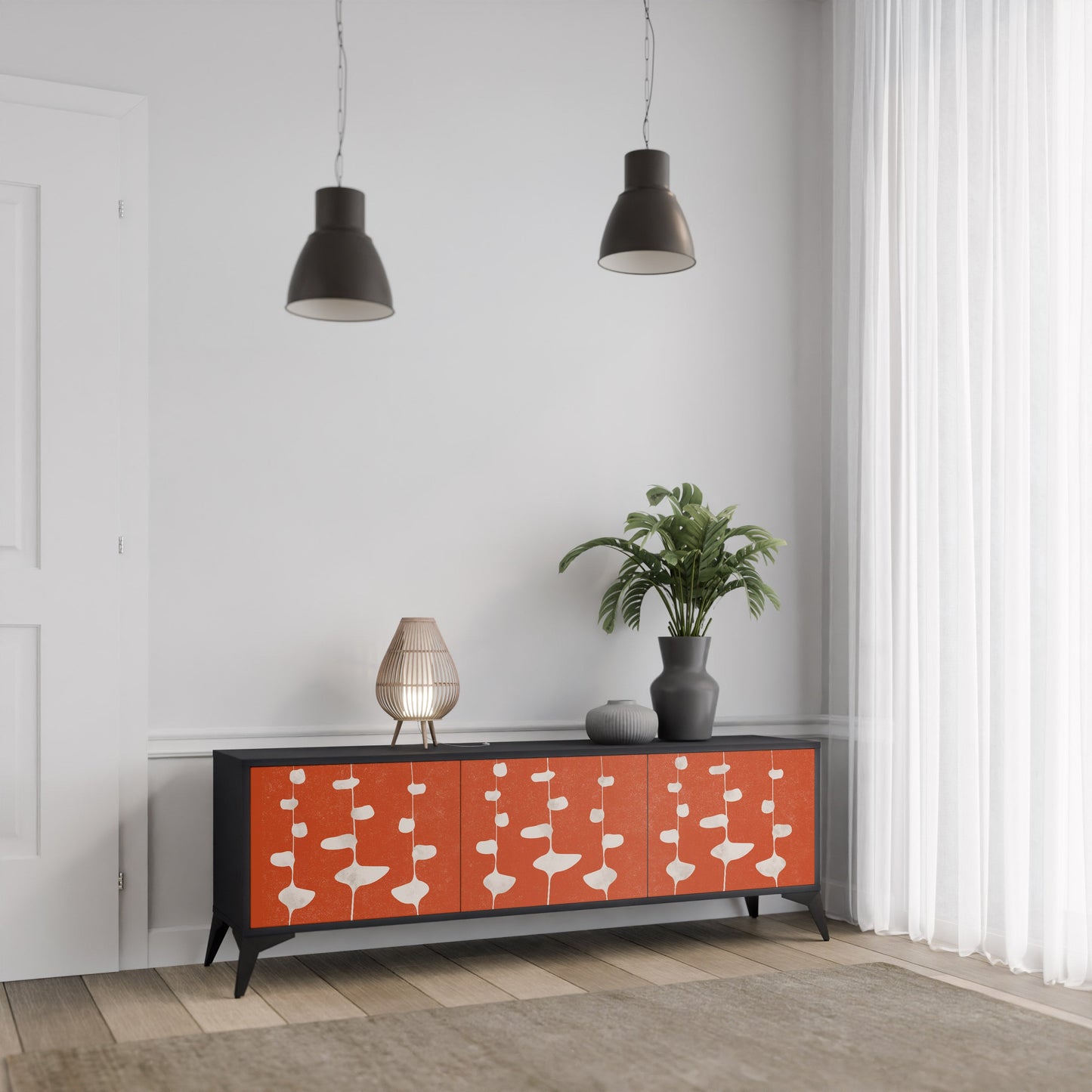 Mobile TV COURAGE MOLD a 3 ante con finitura nera