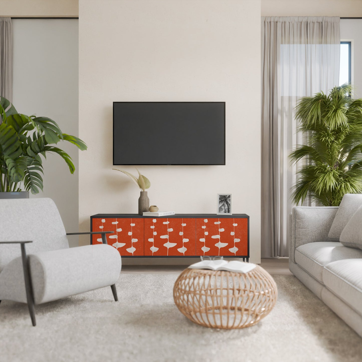 Mobile TV COURAGE MOLD a 3 ante con finitura nera