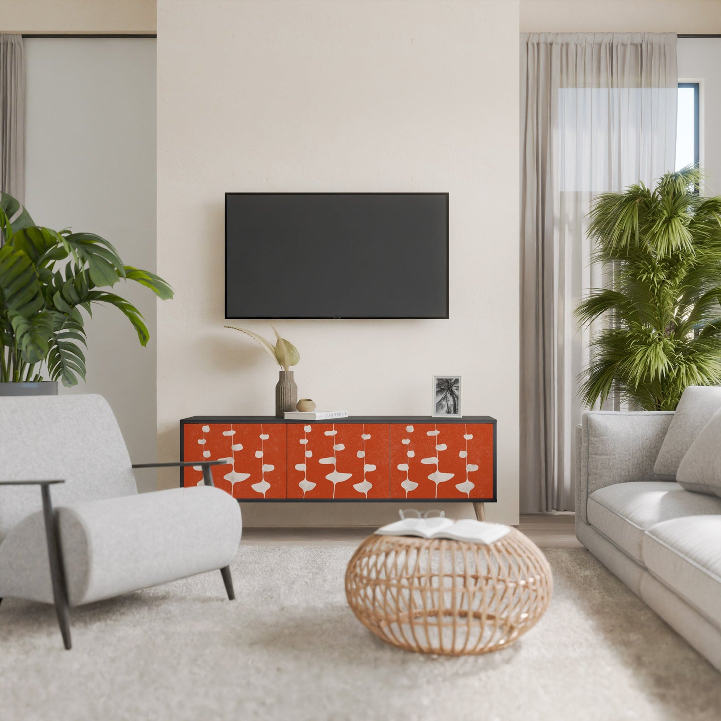 Mobile TV COURAGE MOLD a 3 ante con finitura nera