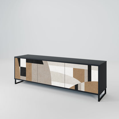 DELICATE MEMENTO 3-Door TV Stand in Black Finish