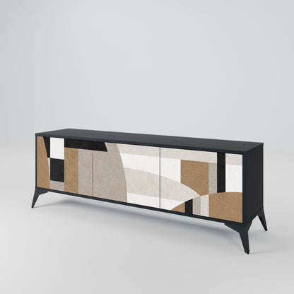 DELICATE MEMENTO 3-Door TV Stand in Black Finish