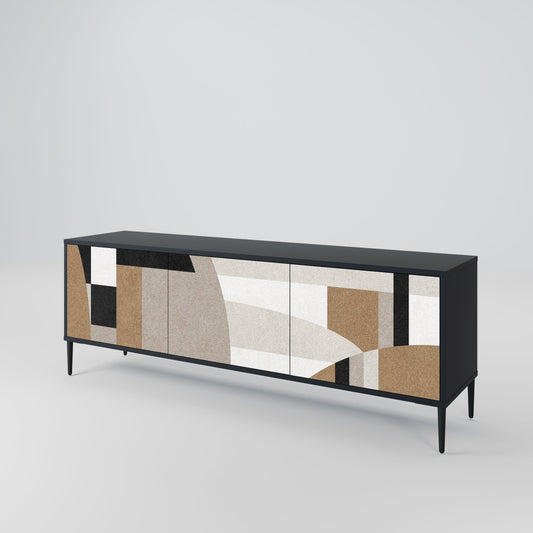 DELICATE MEMENTO 3-Door TV Stand in Black Finish