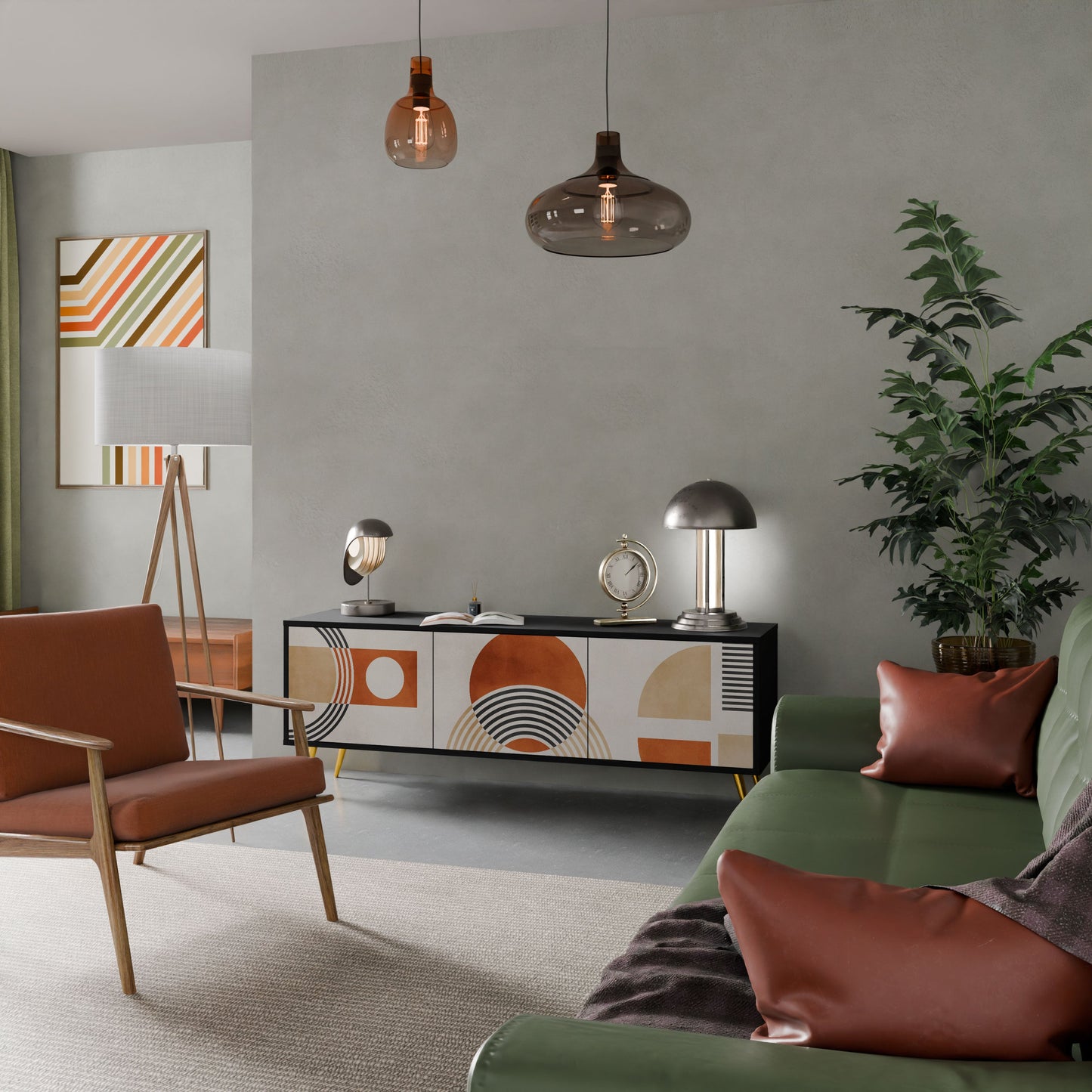 SPACE AROUND Mobile TV a 3 ante con finitura nera