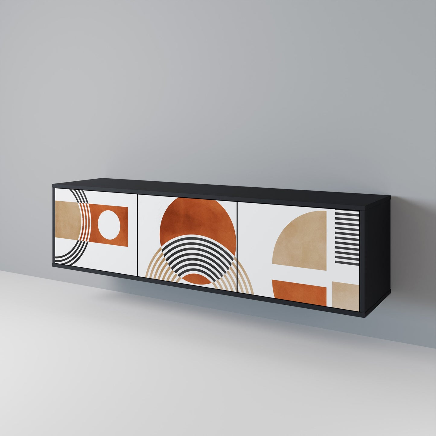 Mobile TV CIRCLE RHYTM a 3 ante con finitura nera