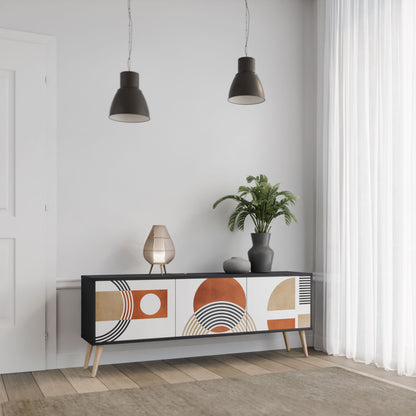 Mobile TV CIRCLE RHYTM a 3 ante con finitura nera