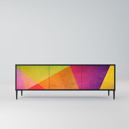 VIVID GEOMETRY 3-Door TV Stand in Black Finish