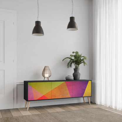 VIVID GEOMETRY 3-Door TV Stand in Black Finish