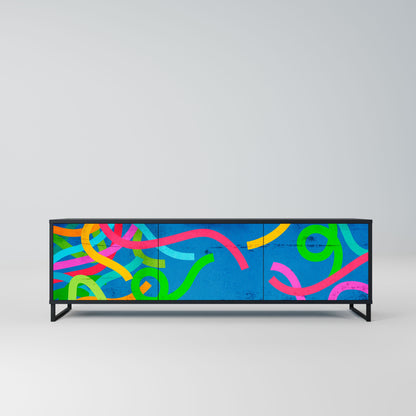STREAMER TANGLE 3-Door TV Stand in Black Finish
