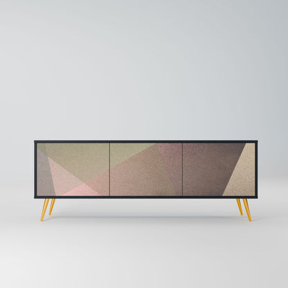 BEIGE GEOMETRY 3-Door TV Stand in Black Finish