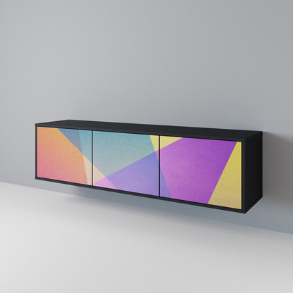 BRIGHT GEOMETRY 3-Door TV Stand in Black Finish