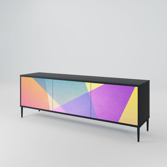 BRIGHT GEOMETRY 3-Door TV Stand in Black Finish