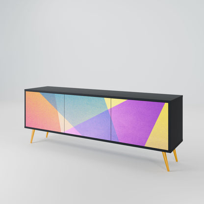 BRIGHT GEOMETRY 3-Door TV Stand in Black Finish