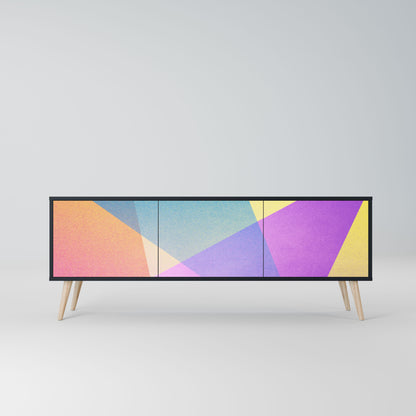 BRIGHT GEOMETRY 3-Door TV Stand in Black Finish