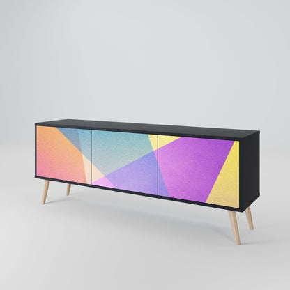 BRIGHT GEOMETRY 3-Door TV Stand in Black Finish