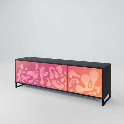 IRREGULAR PINK 3-Door TV Stand in Black Finish