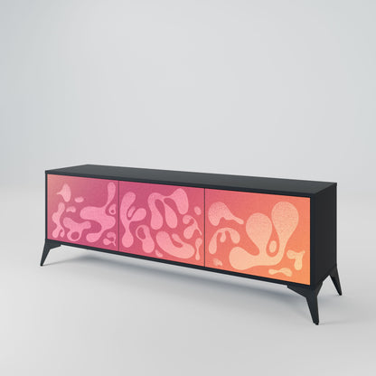 IRREGULAR PINK 3-Door TV Stand in Black Finish
