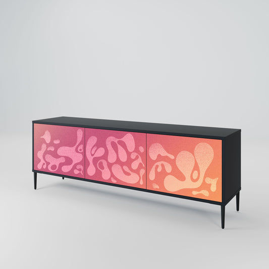 IRREGULAR PINK 3-Door TV Stand in Black Finish