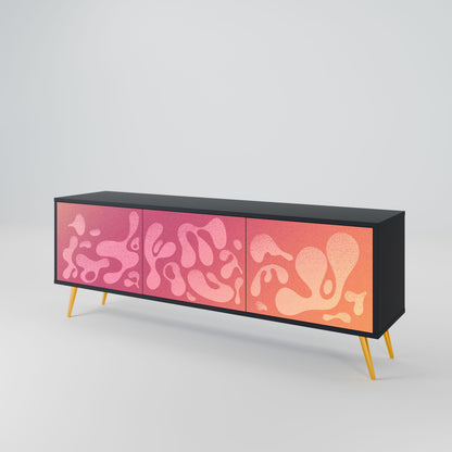 IRREGULAR PINK 3-Door TV Stand in Black Finish