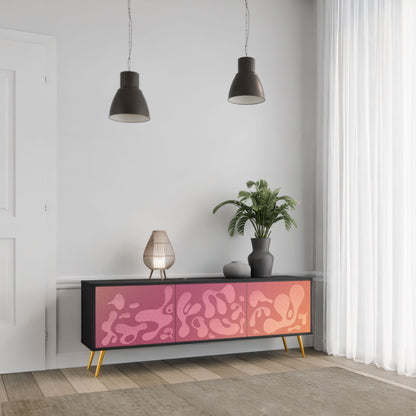 IRREGULAR PINK 3-Door TV Stand in Black Finish