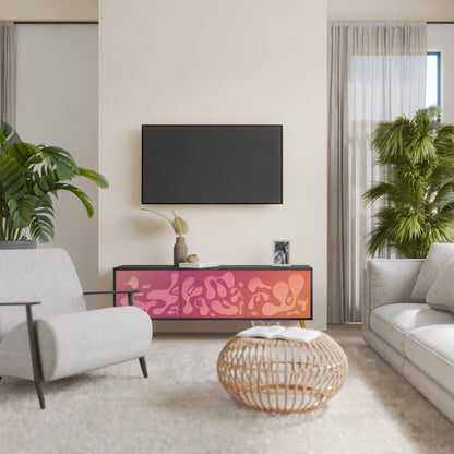 IRREGULAR PINK 3-Door TV Stand in Black Finish