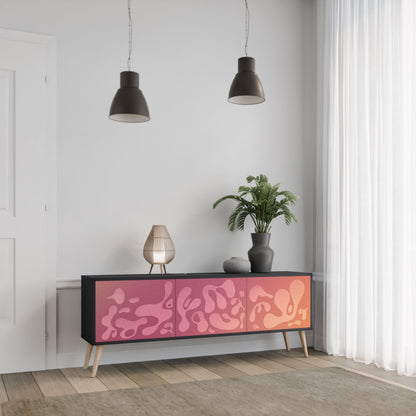 IRREGULAR PINK 3-Door TV Stand in Black Finish