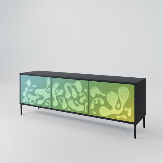 IRREGULAR BLUE 3-Door TV Stand in Black Finish