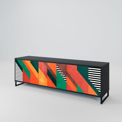 MAKESHIFT ARTISTRY 3-Door TV Stand in Black Finish