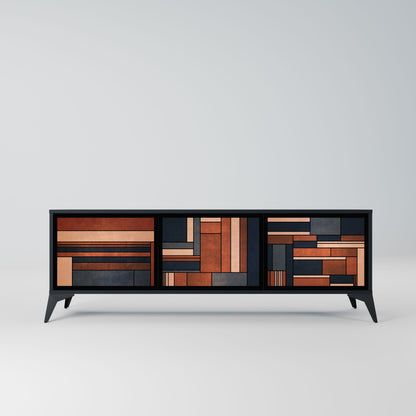 INTREPID FORMATION 3-Door TV Stand in Black Finish