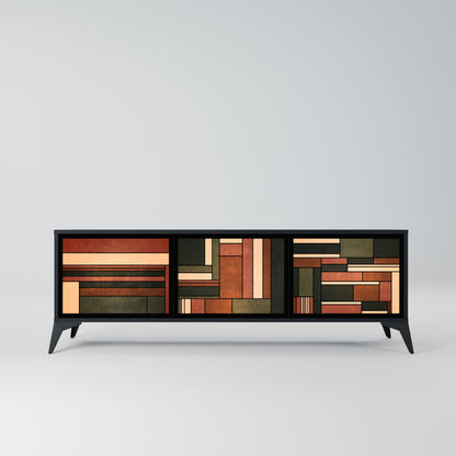 FIGURES OF NATURE 3-Door TV Stand in Black Finish