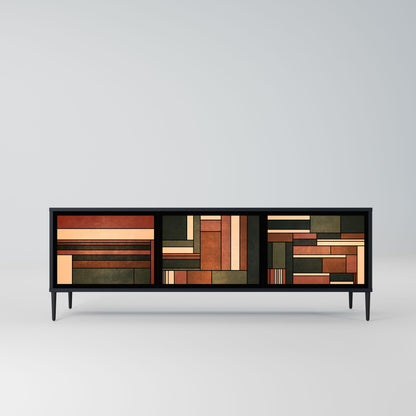 FIGURES OF NATURE 3-Door TV Stand in Black Finish