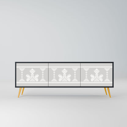 THAI GRAY 3-Door TV Stand in Black Finish