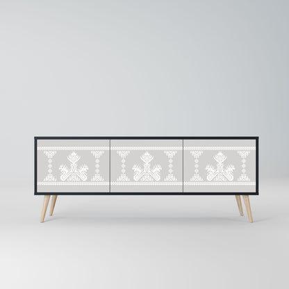 THAI GRAY 3-Door TV Stand in Black Finish