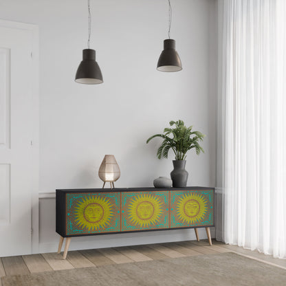 SUNSHINE EULOGY 3-Door TV Stand in Black Finish