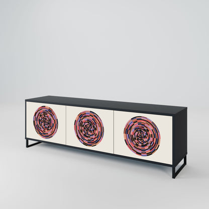 BROWN CIRCLES 3-Door TV Stand in Black Finish