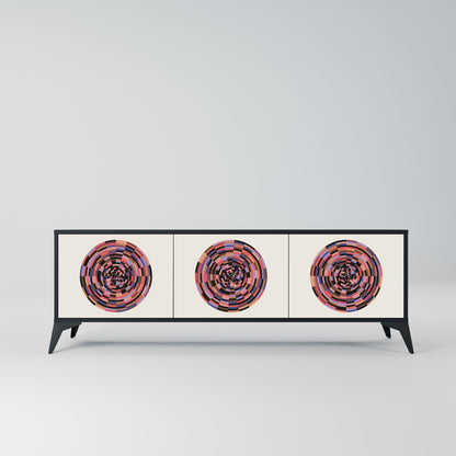 BROWN CIRCLES 3-Door TV Stand in Black Finish