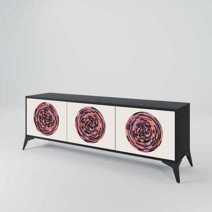 BROWN CIRCLES 3-Door TV Stand in Black Finish