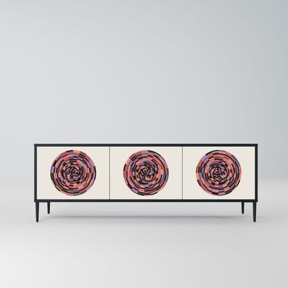BROWN CIRCLES 3-Door TV Stand in Black Finish