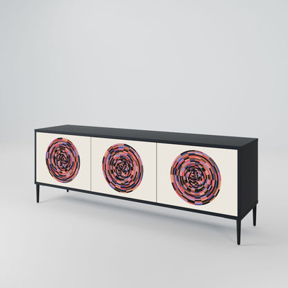 BROWN CIRCLES 3-Door TV Stand in Black Finish