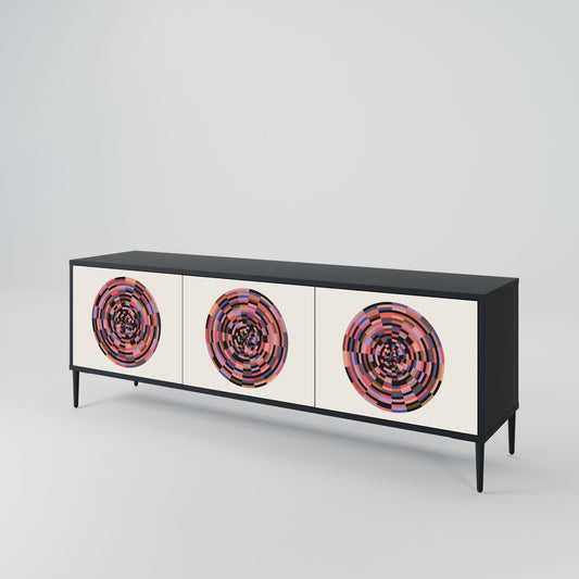 BROWN CIRCLES 3-Door TV Stand in Black Finish
