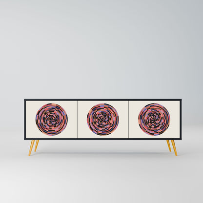 BROWN CIRCLES 3-Door TV Stand in Black Finish