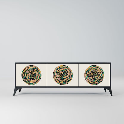 GREEN CIRCLES 3-Door TV Stand in Black Finish