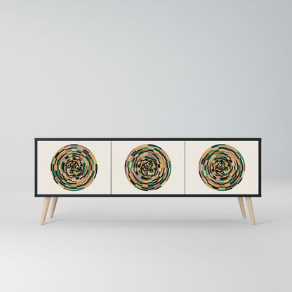 GREEN CIRCLES 3-Door TV Stand in Black Finish