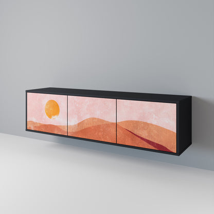 LUMINOUS SUNLIGHT 3-Door TV Stand in Black Finish