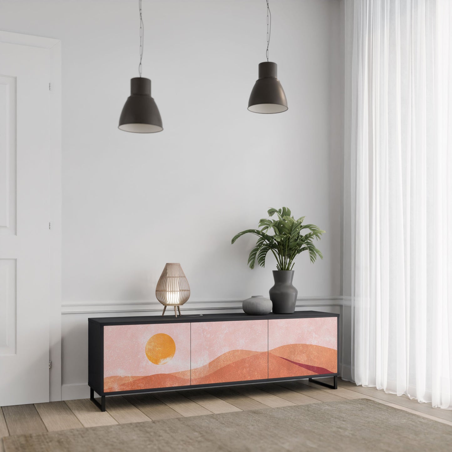 Mobile TV LUMINOUS SUNLIGHT a 3 ante con finitura nera