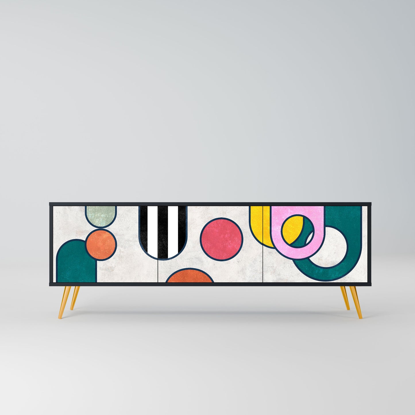 Mobile TV COOL STORY a 3 ante con finitura nera