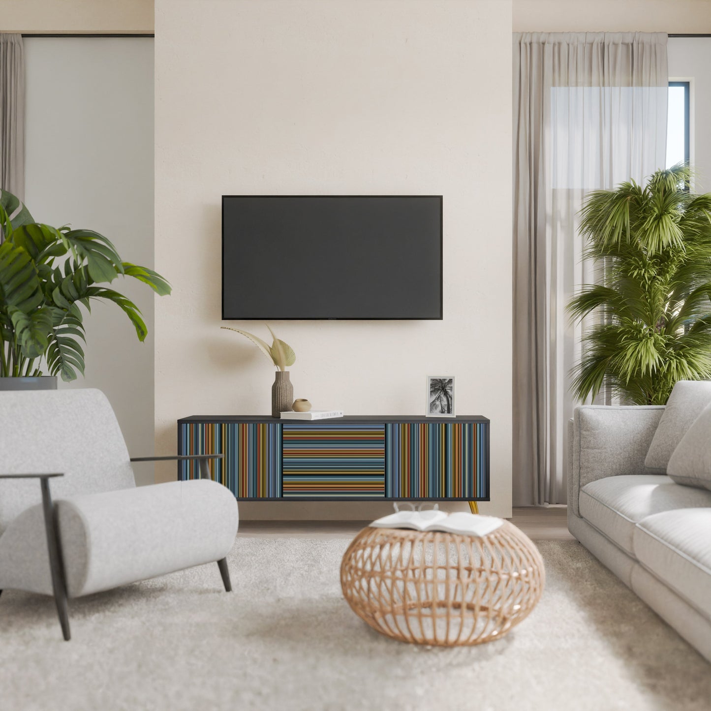 Mobile TV LINEOUT SPECTRUM a 3 ante con finitura nera