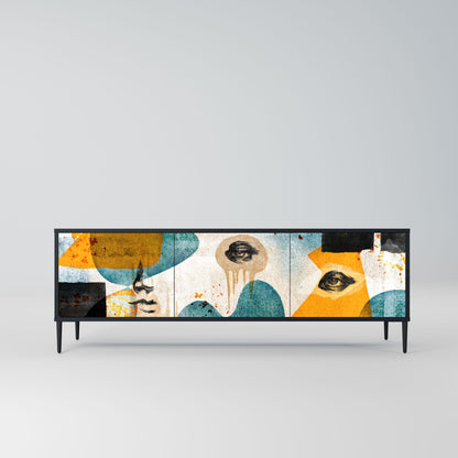 Mobile TV a 3 ante ABSTRACT FACES in finitura nera