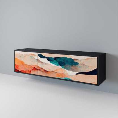 Mobile TV a 3 ante ABSTRACT LANDSCAPE in finitura nera