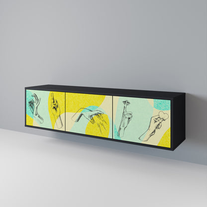BODY LANGUAGE 3-Door TV Stand in Black Finish