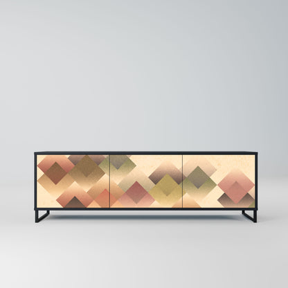 GEOMETRIC FUSION 3-Door TV Stand in Black Finish